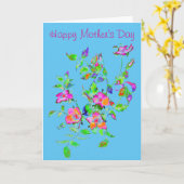 Glücklicher Muttertag - Vintage Rosa Rose Karte (Gelbe Blume)