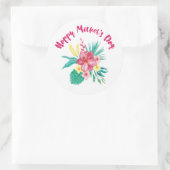 Glücklicher Muttertag W/Sprig- Glossy, Lg., Runder Aufkleber (Tasche)