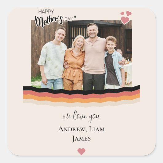 Glücklicher Muttertag, wir Liebe Sie Quadratischer Aufkleber (Vorderseite)