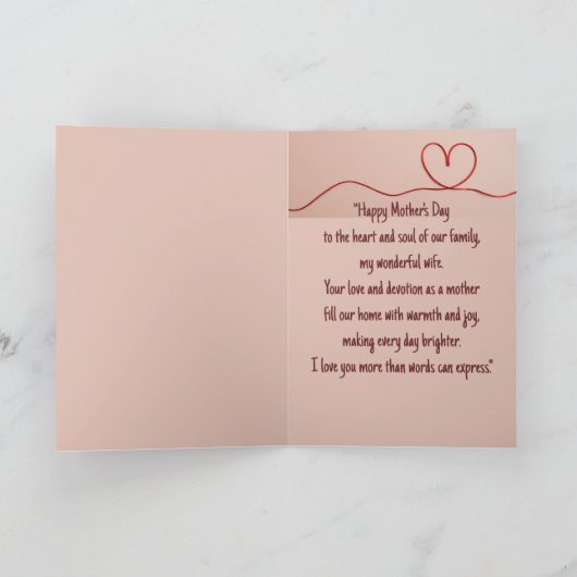 Glücklicher Muttertag Wunderbare Ehefrau Karte (Innenseite)