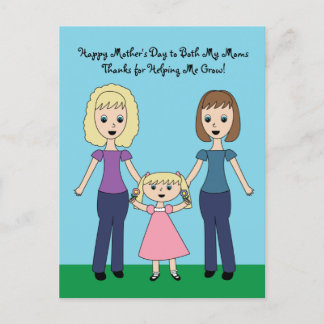 Glücklicher Muttertag Zwei Mamas Niedliches Person Postkarte