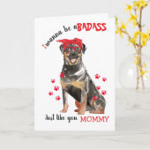 Glücklicher MuttertagsBadass von Rottweiler Hund Karte (Gelbe Blume)