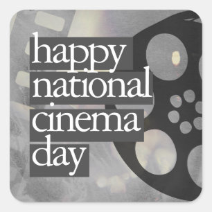 glücklicher nationaler Kino-Tag Quadratischer Aufkleber