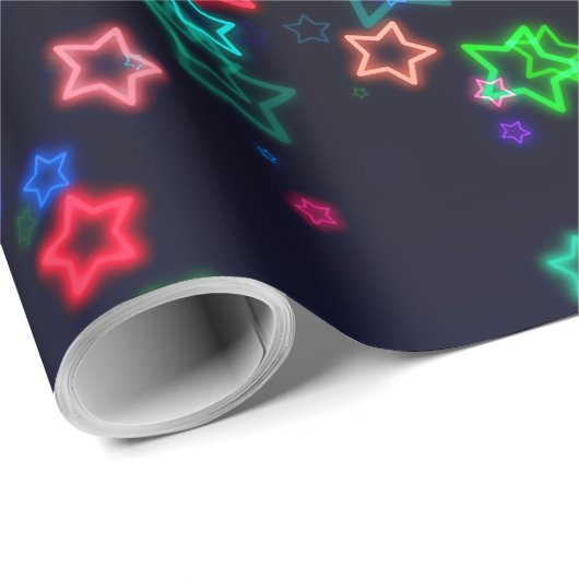 Glücklicher Neonstern Geschenkpapier (Rolleneckpunkt)