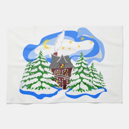 Glücklicher Neujahrsgruß Geschirrtuch (Horizontal)