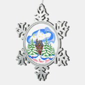 Glücklicher Neujahrsgruß Schneeflocken Zinn-Ornament (Rechts)