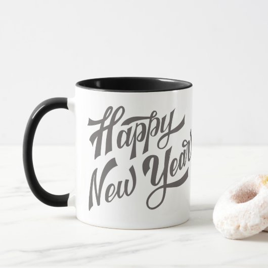 Glücklicher Neujahrskaffee Tasse (Mit Donut)