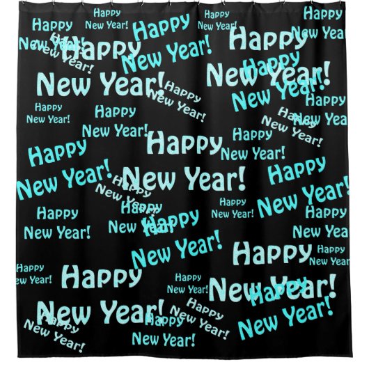 glücklicher Neujahrstext Duschvorhang (Vorderseite)