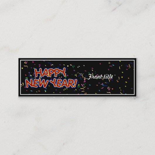 Glücklicher Neujahrstext mit Confetti Mini Visitenkarte (Vorderseite)