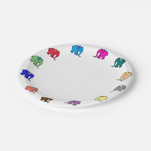 Glücklicher niedlicher bunter pappteller (Schrägansicht)