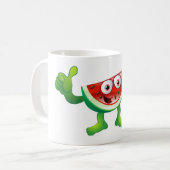 Glücklicher niedlicher Wassermelonefruchtcharakter Kaffeetasse (Vorderseite Links)