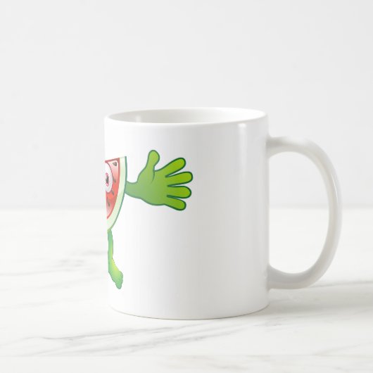Glücklicher niedlicher Wassermelonefruchtcharakter Kaffeetasse (Rechts)