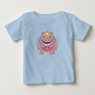 Glücklicher Nilpferd-Charakter mit festlichen Deko Baby T-shirt