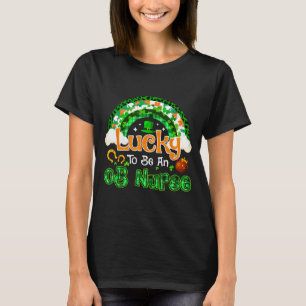 Glücklicher OB-Krankenschwester Shamrock Regenboge T-Shirt