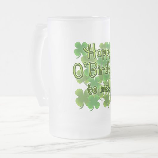 Glücklicher O'Birthday zu mir mit Kleeblättern Mattglas Bierglas (Vorderseite Links)