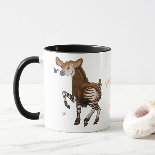 Glücklicher Okapi! Tasse (Mit Donut)