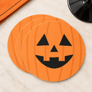 Glücklicher Orange Jack o Lantern lächelnder Gesic Runder Pappuntersetzer