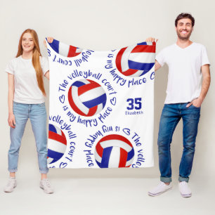 glücklicher Ort Mädchen roter weißer blauer Volley Fleecedecke