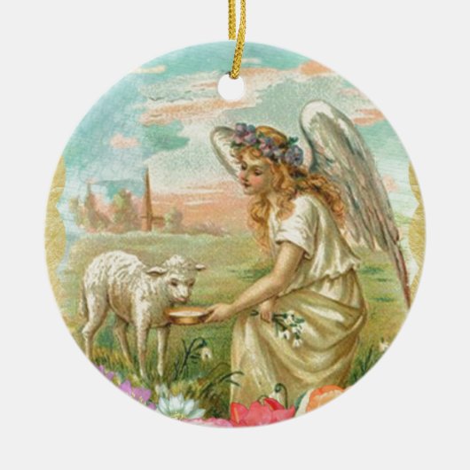 glücklicher Ostergel Keramikornament (Vorne)