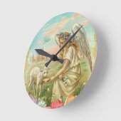 glücklicher Ostergel Runde Wanduhr (Winkel)