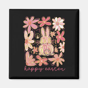 Glücklicher Osterhase Boho Ostern Coquette Floral Magnet