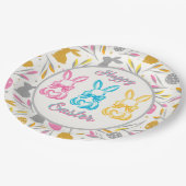 Glücklicher Osterhase Coquette Pappteller (Schrägansicht)