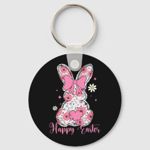 Glücklicher Osterhase Coquette Schleife Hase Fraue Schlüsselanhänger