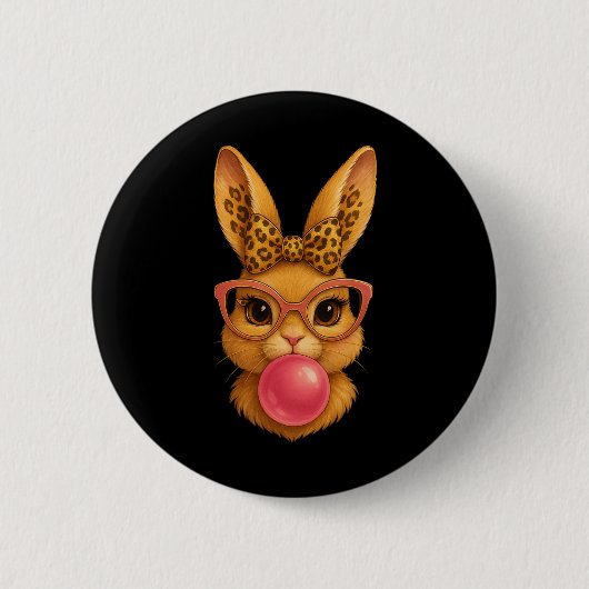 Glücklicher Osterhase Coquette Schleife Osterhase Button (Vorderseite)