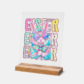 Glücklicher Osterhase Coquette Schleife Preppy Ost Acrylschild (Winkel)