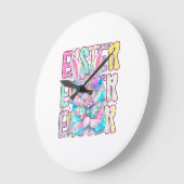 Glücklicher Osterhase Coquette Schleife Preppy Ost Große Wanduhr (Winkel)