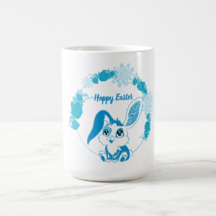 Glücklicher Osterhase Cute Blue Kawaii Kaffeetasse