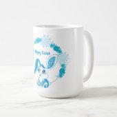 Glücklicher Osterhase Cute Blue Kawaii Kaffeetasse (VorderseiteRechts)