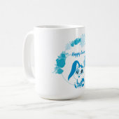 Glücklicher Osterhase Cute Blue Kawaii Kaffeetasse (Vorderseite Links)