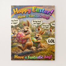 Glücklicher Osterhase Ei-Diebstahl Puzzle Whimsic