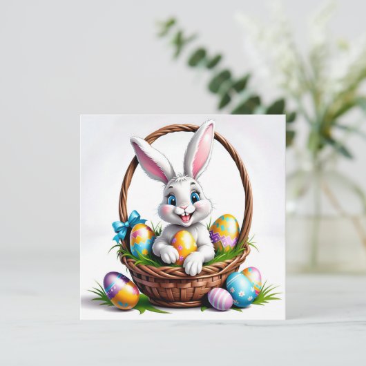 glücklicher Osterhase Feiertagskarte (Stehend Vorderseite)