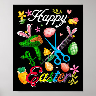Glücklicher Osterhase Friseur Werkzeuge Job Team H Poster