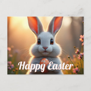 Glücklicher Osterhase in der Magie des Frühlings Feiertagspostkarte