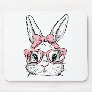 Glücklicher Osterhase mit Brille und Fliege süßes Mousepad