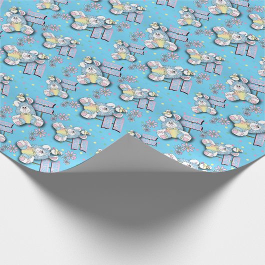 Glücklicher Osterhase mit Ente Geschenkpapier (Ecke)