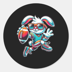 Glücklicher Osterhase Quarterback Receiver Footbal Runder Aufkleber