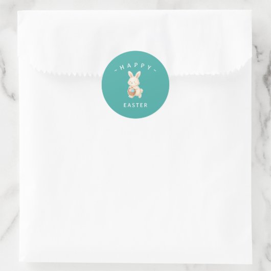 Glücklicher Osterhase Runde Aufkleber (Tasche)