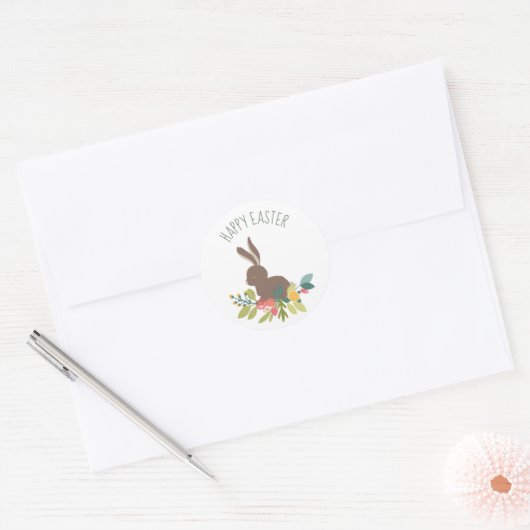 Glücklicher Osterhase Runder Aufkleber (Umschlag)