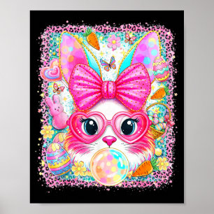 Glücklicher Osterhase süße Kaninchen Gesicht bläst Poster