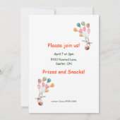 Glücklicher Osterhase und Ballone Einladung (Rückseite)