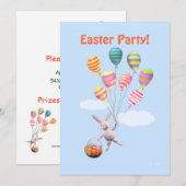 Glücklicher Osterhase und Ballone Einladung (Vorne/Hinten)