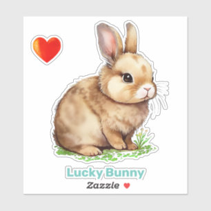 Glücklicher Osterhase und Herz-Sticker Aufkleber