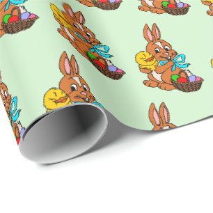 Glücklicher Osterhase und Küken Geschenkverpackung Geschenkpapier