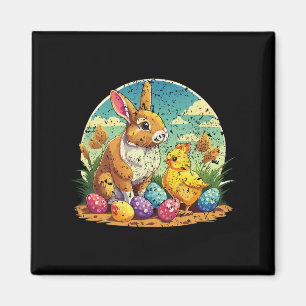 Glücklicher Osterhase und Küken – Süße Pastell-Ost Magnet