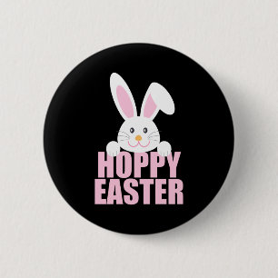 Glücklicher Osterhase Wortwitz Süßes Rosa Mädchen Button