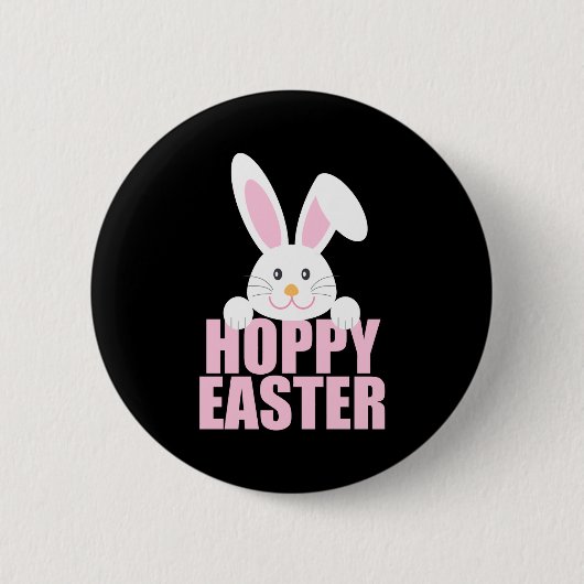 Glücklicher Osterhase Wortwitz Süßes Rosa Mädchen  Button (Vorderseite)